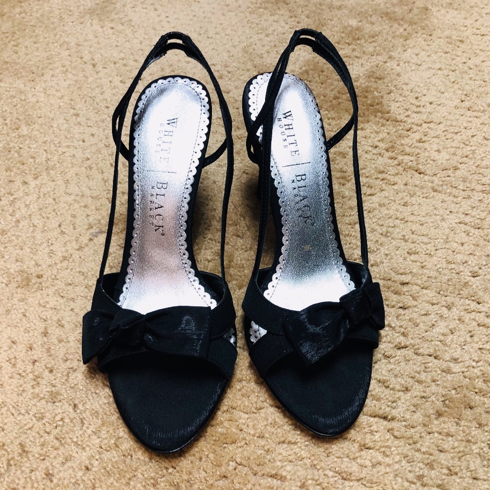White House Black Market party dress high heel sandals, size 6